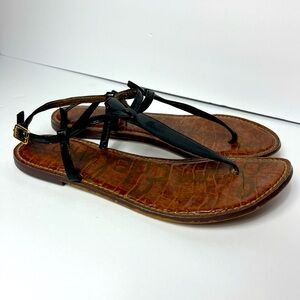 Sam Edelman Women’s Gigi Thong Black Leather Sandals